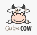 Vector Logo of ÃÂute funny smiling cartoon cow. Modern humorous logo template with image of the bull. Butchery logo. Royalty Free Stock Photo